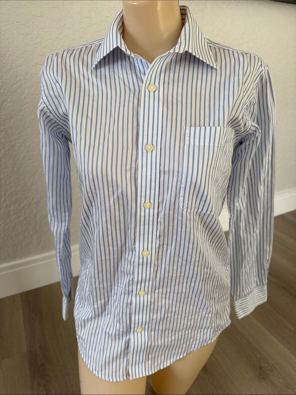 Boys Joseph Abboud Navy-Accented Blue & White Striped Dress Shirt